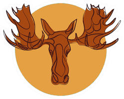 Single Line Drawing Of A Moose In A Circle Sticker