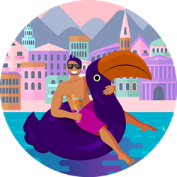 Sitting In Trendy Swimming Circle Sticker