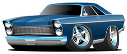 Sixties Blue Muscle Car Illustration Sticker