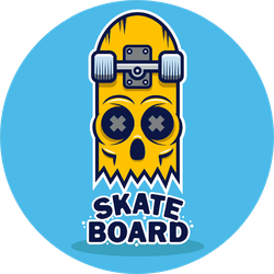 Skateboard Skull Design Sticker