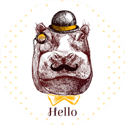Sketch Of Hippopotamus Head Bow Tie Sticker