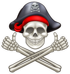 Skull And Crossbones Thumbs Up Pirate Sticker