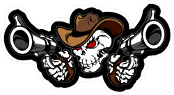 Skull Cowboy Aiming Guns Sticker