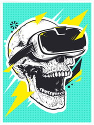 Skull In Virtual Reality Glasses Sticker