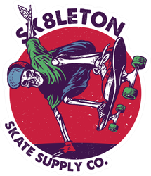 Skull Ride A Skateboard Sticker
