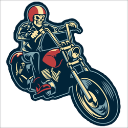 Skull Riding a Big Motorcycle Sticker