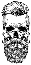 Skull Tattoo With Mustache And Beard Sticker