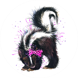 Skunk Watercolor Illustration In Pink Bow Sticker