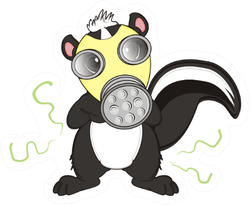 Skunk Wearing A Gas Mask Over His Stink Sticker