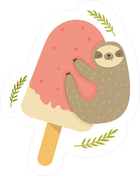Sloth Hanging From Ice Cream Sticker