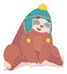 Sloth In A Winter Hat Sticker