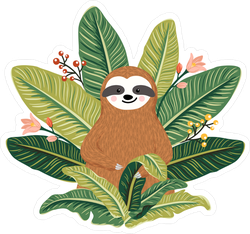 Sloth Sitting Among Greenery Sticker