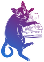 Smart Black Cat Reading The Magic Book Sticker