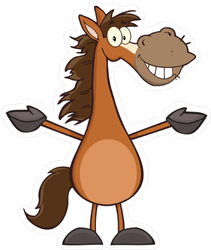 Smiling Horse Cartoon Sticker