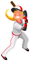 Smiling Softball Player At Bat Sticker