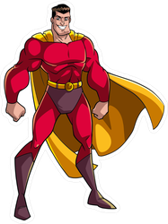 Smiling Superhero Standing Tall Sticker