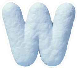 Snow Font Letter W Sticker