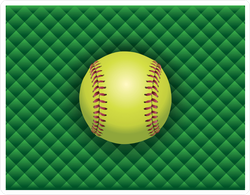 Softball On A Green Checkered Background Sticker