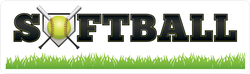 Softball Text With Equipment and Grass Sticker