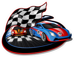 Speeding Race Cars Sticker