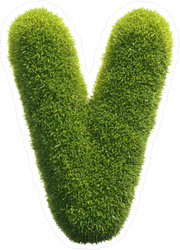 Spiky Grass Font Letter V Sticker