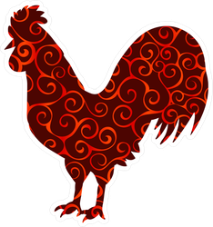 Spiral Pattern Rooster Sticker