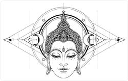 Spiritual Buddha Face Over Astronomy Sticker