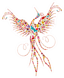 Spring Flowers In Pheonix Bird Silhouette Sticker