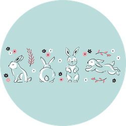 Spring Or Summer Banner With Little Rabbits Sticker
