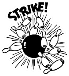 Strike! Bowling Ball And Pins Sticker