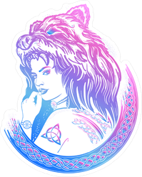 Strong Tribal Woman In A Skin Of A Bear Sticker