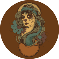 Sugar Skull Woman with Blue Hair Sticker