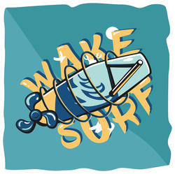 Summer Wakeboarding Typography Sticker