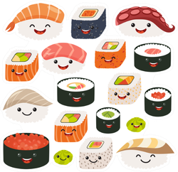 Sushi And Sashimi Rolls Sticker