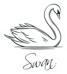 Swan Romantic Lettering Bird Sticker