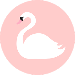 Swan. White Bird Symbol On Pink Sticker