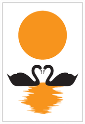 Swans Silhouettes Swimming On Sunlight Illustration Sticker