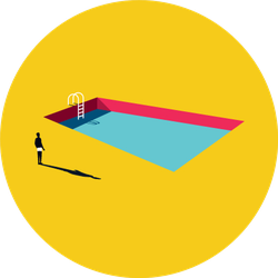 Swimming Pool Cartoon In Bright Sticker