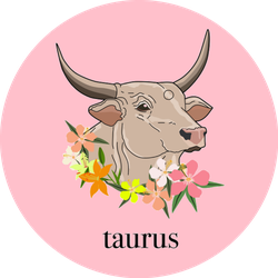 Taurus Sign Beautiful Colorful Flowers Sticker