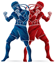 Thai Boxing Standing Action Design Red And Blue Sticker