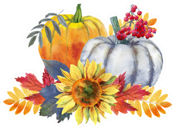 Thanksgiving Composition Of Pumpkins And Flowers Sticker