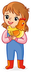 The Farmer Girl Holds A Chicken Sticker