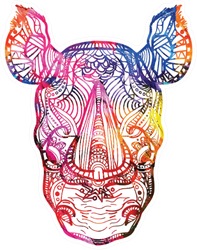 The Head Of A Rhinoceros Colorful Paint Sticker