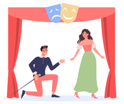 Theater Show Red Curtains And Stage Illustration Sticker