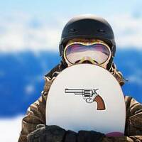 Revolver Handgun Sticker on a Snowboard example