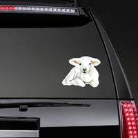 White Sheep Baby Lamb Laying Watercolor Sticker