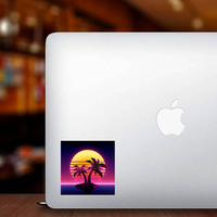 1980s Futuristic Palm Tree Island Sticker