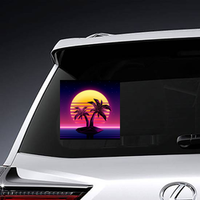 1980s Futuristic Palm Tree Island Sticker