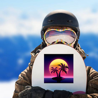 1980s Futuristic Palm Tree Island Sticker