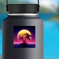 1980s Futuristic Palm Tree Island Sticker